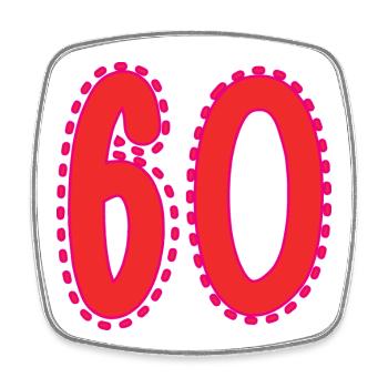 60. 60 JAHRE. 60. JAHRESTAG. 60. GEBURTSTAG. - Viereckiger Kühlschrankmagnet - Weiß - Vorne