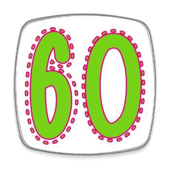 60. 60 JAHRE. 60. JAHRESTAG. 60. GEBURTSTAG. - Viereckiger Kühlschrankmagnet - Weiß - Vorne
