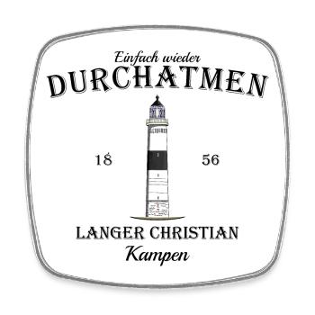 Sylt, Kampen, Leuchtturm langer Christian - Viereckiger Kühlschrankmagnet - Weiß - Vorne