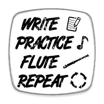 Practice writing Repeat flute - Square fridge magnet - white - Front