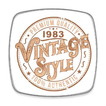 Jahrgang 1983 Geburtstagsgeschenk 1983 Retro 1983 - Viereckiger Kühlschrankmagnet - Weiß - Vorne