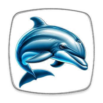 Delfin - Viereckiger Kühlschrankmagnet - Weiß - Vorne