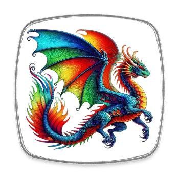 Drache - Viereckiger Kühlschrankmagnet - Weiß - Vorne