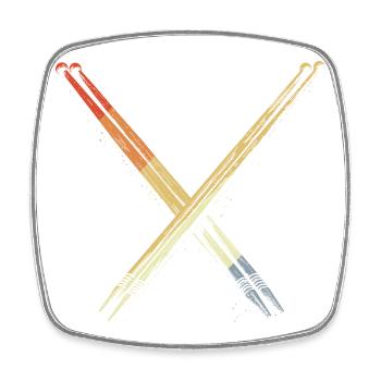 Drumsticks Vintage Look - Viereckiger Kühlschrankmagnet - Weiß - Vorne