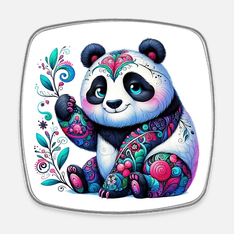 Panda - Viereckiger Kühlschrankmagnet - Weiß