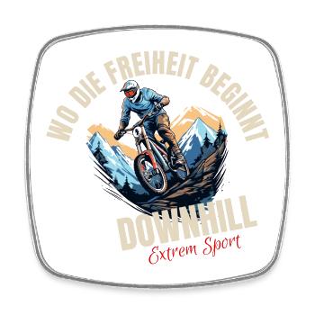 Downhill: Wo die Freiheit beginnt - Viereckiger Kühlschrankmagnet - Weiß - Vorne