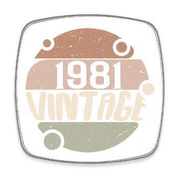 Jahrgang 1981 Retro Geschenke 1981 Jahrgang 1981 - Viereckiger Kühlschrankmagnet - Weiß - Vorne