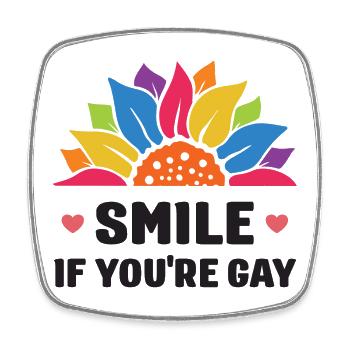 LGBT Pride Month - Smile If You're Gay - Square fridge magnet - white - Front