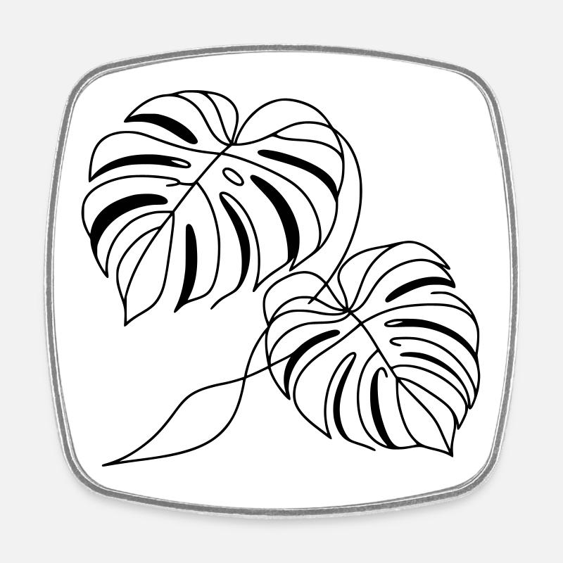 Monstera - Magnet carré - blanc