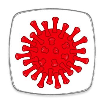 Illustration des roten Covid-Moleküls - Viereckiger Kühlschrankmagnet - Weiß - Vorne