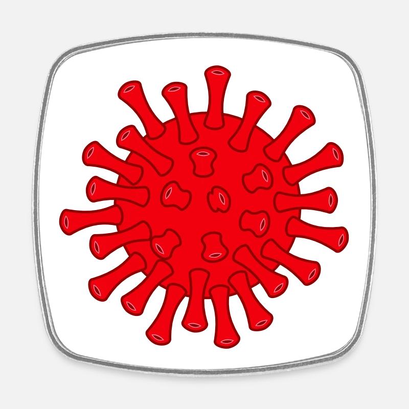 Illustration des roten Covid-Moleküls - Viereckiger Kühlschrankmagnet - Weiß