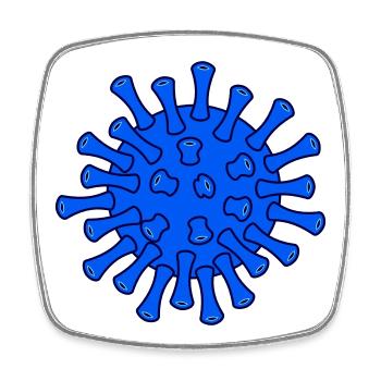 Blue Covid Molecule Illustration - Square fridge magnet - white - Front