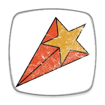 Rot & Gelb Grunge Style Retro Sternschnuppe - Viereckiger Kühlschrankmagnet - Weiß - Vorne