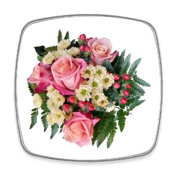 Bouquet of Flowers – Pastel Dreams - Square fridge magnet - white - Front