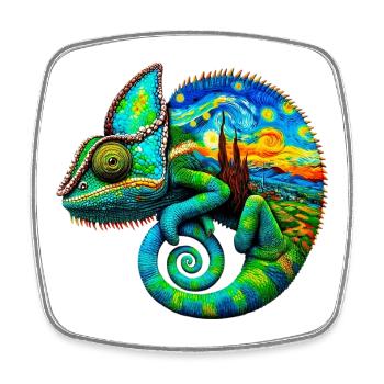 Van Gogh Caméléon - Magnet carré - blanc - Devant