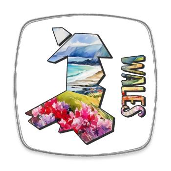Watercolour Map Wales - Square fridge magnet - white - Front
