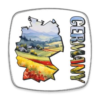 Watercolor Map of Germany - Square fridge magnet - white - Front