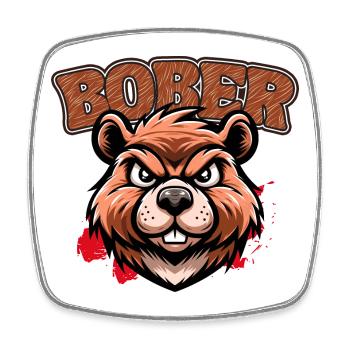 Bober | Polnisches Trenddesign - Viereckiger Kühlschrankmagnet - Weiß - Vorne
