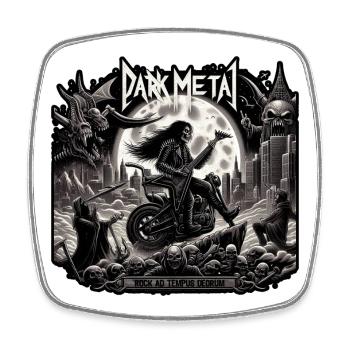 Motorradskelette aus dunklem Metall - Viereckiger Kühlschrankmagnet - Weiß - Vorne