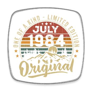 July 1984 Original 1984 July 1984 Gift - Square fridge magnet - white - Front