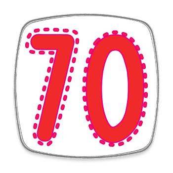 70. 70 ANS. 70e ANNIVERSAIRE. ANNIVERSAIRE 70 ANS. - Magnet carré - blanc - Devant