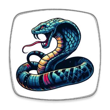 motif serpent Cobra dynamique et coloré - Magnet carré - blanc - Devant