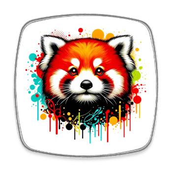 Red panda - Square fridge magnet - white - Front
