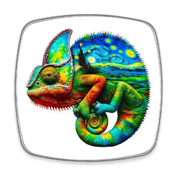 Van Gogh Chameleon - Square fridge magnet - white - Front