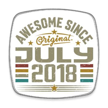Built in July 2018 | July 2018 Gift - Square fridge magnet - white - Front