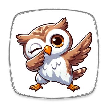 Cool Owl is Dabbing Funny Design - Square fridge magnet - white - Front
