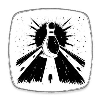 Bowling Pin Grafik - Viereckiger Kühlschrankmagnet - Weiß - Vorne