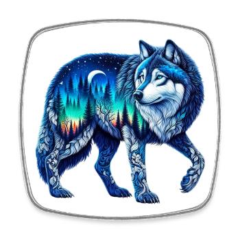 Loup - Magnet carré - blanc - Devant