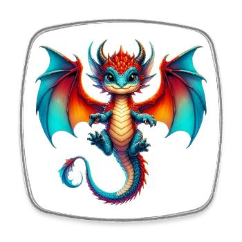 Dragon - Square fridge magnet - white - Front