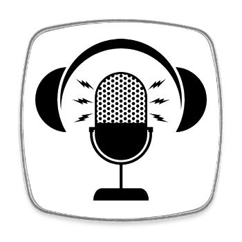 Podcast-Mikrofon & Kopfhörer - Viereckiger Kühlschrankmagnet - Weiß - Vorne