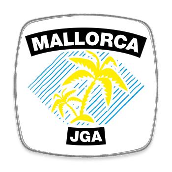 Mallorca – Bachelor party under palm trees - Square fridge magnet - white - Front