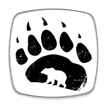 Bear Track Footprint Bear Paw Print Footprint Footprint - Square fridge magnet - white - Front