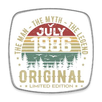 Birthday Gift July 1986 Born in July - Square fridge magnet - white - Front