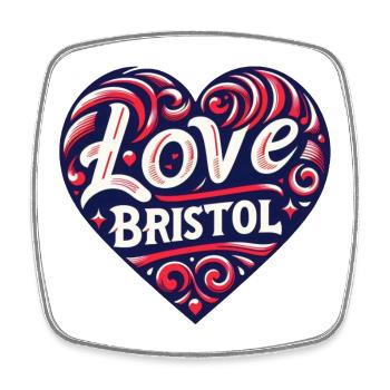 I Love Bristol - Square fridge magnet - white - Front