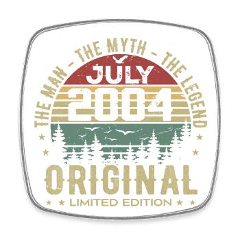 Birthday Gift July 2004 Born in July - Square fridge magnet - white - Front
