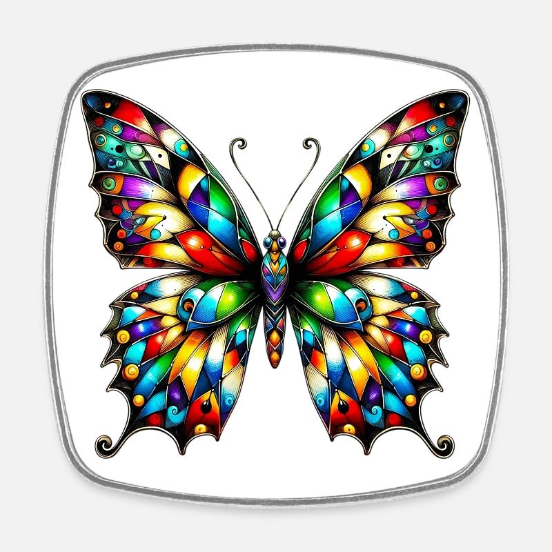 Papillon - Magnet carré - blanc