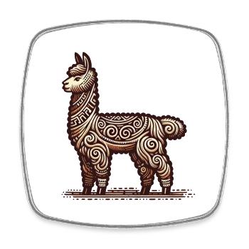 Lama mit Andenornament - Viereckiger Kühlschrankmagnet - Weiß - Vorne