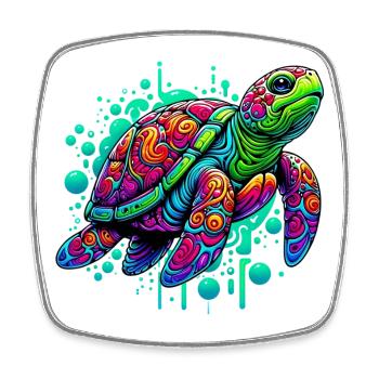 Tortue - Magnet carré - blanc - Devant