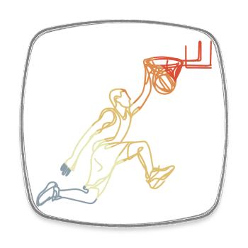 Look rétro de basket-ball - Magnet carré - blanc - Devant