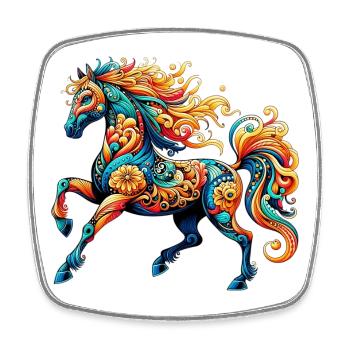 Pferd - Viereckiger Kühlschrankmagnet - Weiß - Vorne