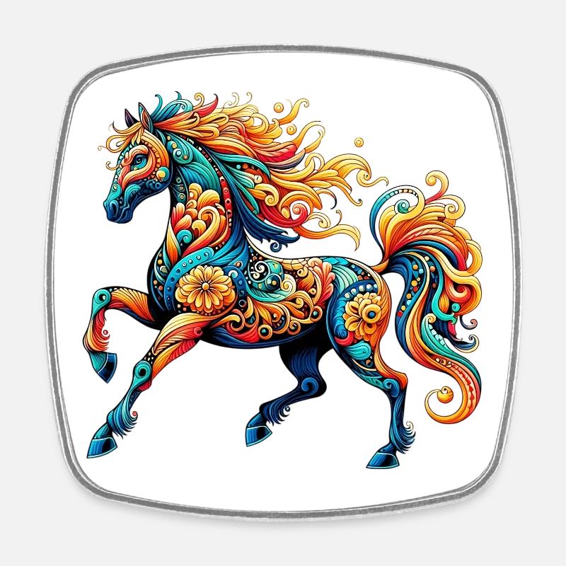 Pferd - Viereckiger Kühlschrankmagnet - Weiß