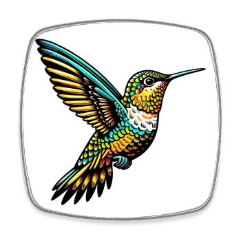Kolibri - Viereckiger Kühlschrankmagnet - Weiß - Vorne