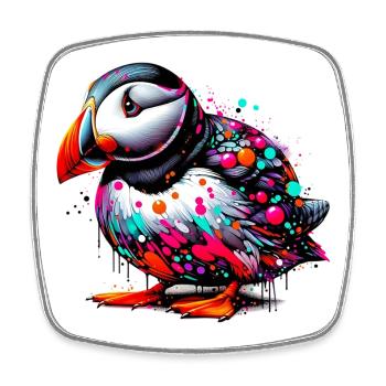 Puffin - Square fridge magnet - white - Front