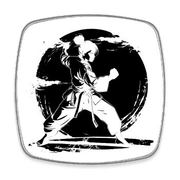 Karate Mädchen Skizze - Viereckiger Kühlschrankmagnet - Weiß - Vorne