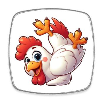 Huhn Henne Hahn Handstand Kopfstand Akrobatik - Viereckiger Kühlschrankmagnet - Weiß - Vorne