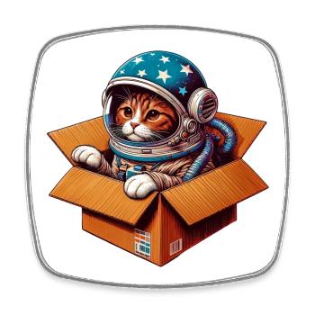 Katze Astronaut - Viereckiger Kühlschrankmagnet - Weiß - Vorne